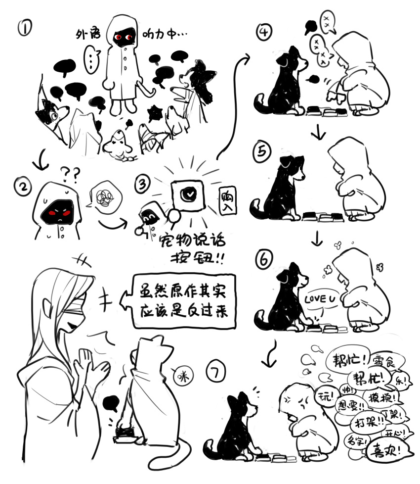 1boy, 1girl, absurdres, animal, animalization, cat, chinese_commentary, chinese_text