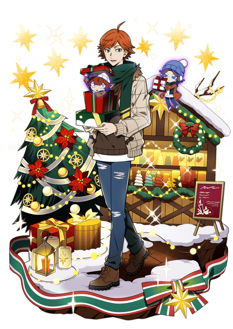 3boys, ahoge, beanie, blue_eyes, box, brown_hair, bungou_stray_dogs, christmas