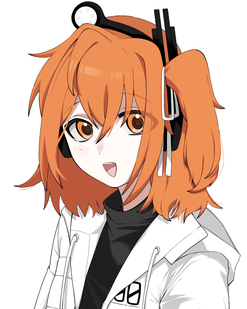 1girl, a.i._voice, absurdres, adachi_rei, black_shirt, hair_ribbon, headlamp, headphones