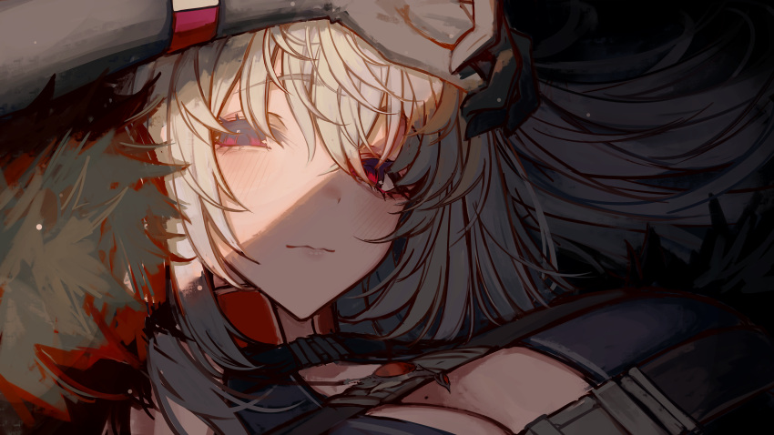 absurdres, breasts, fur_shawl, grey_hair, hair_between_eyes, hair_ornament, hairclip, highres