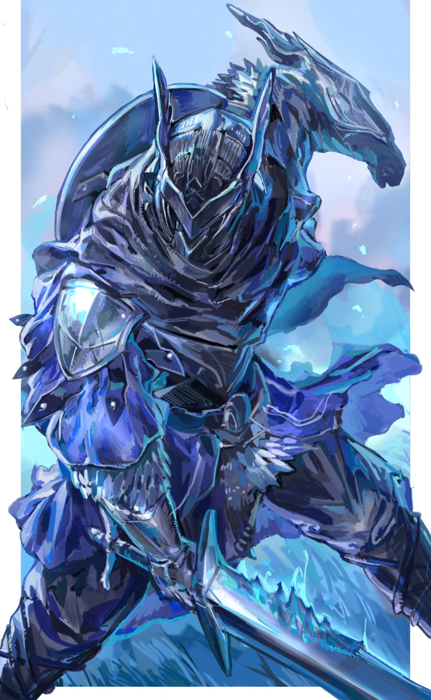 1other, absurdres, armor, blue_fire, border, commentary, elden_ring, elden_ring_nightreign
