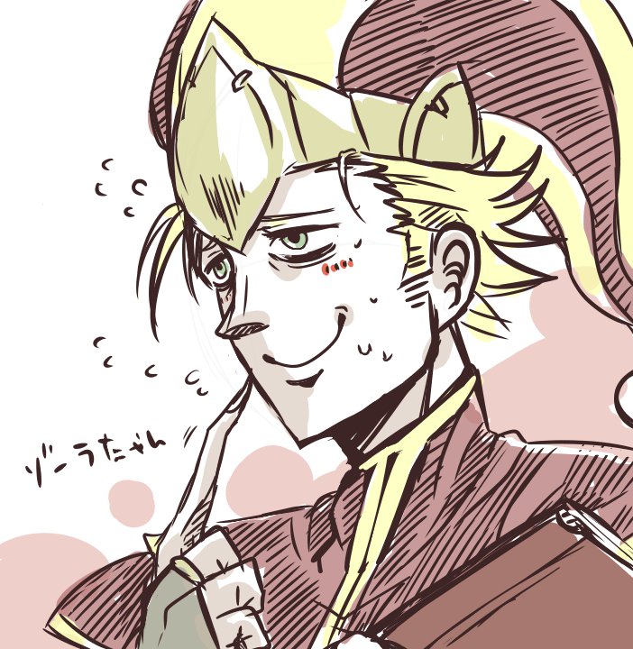 1boy, blonde_hair, finger_to_mouth, fire_emblem, fire_emblem_fates, green_eyes, looking_to_the_side, male_focus
