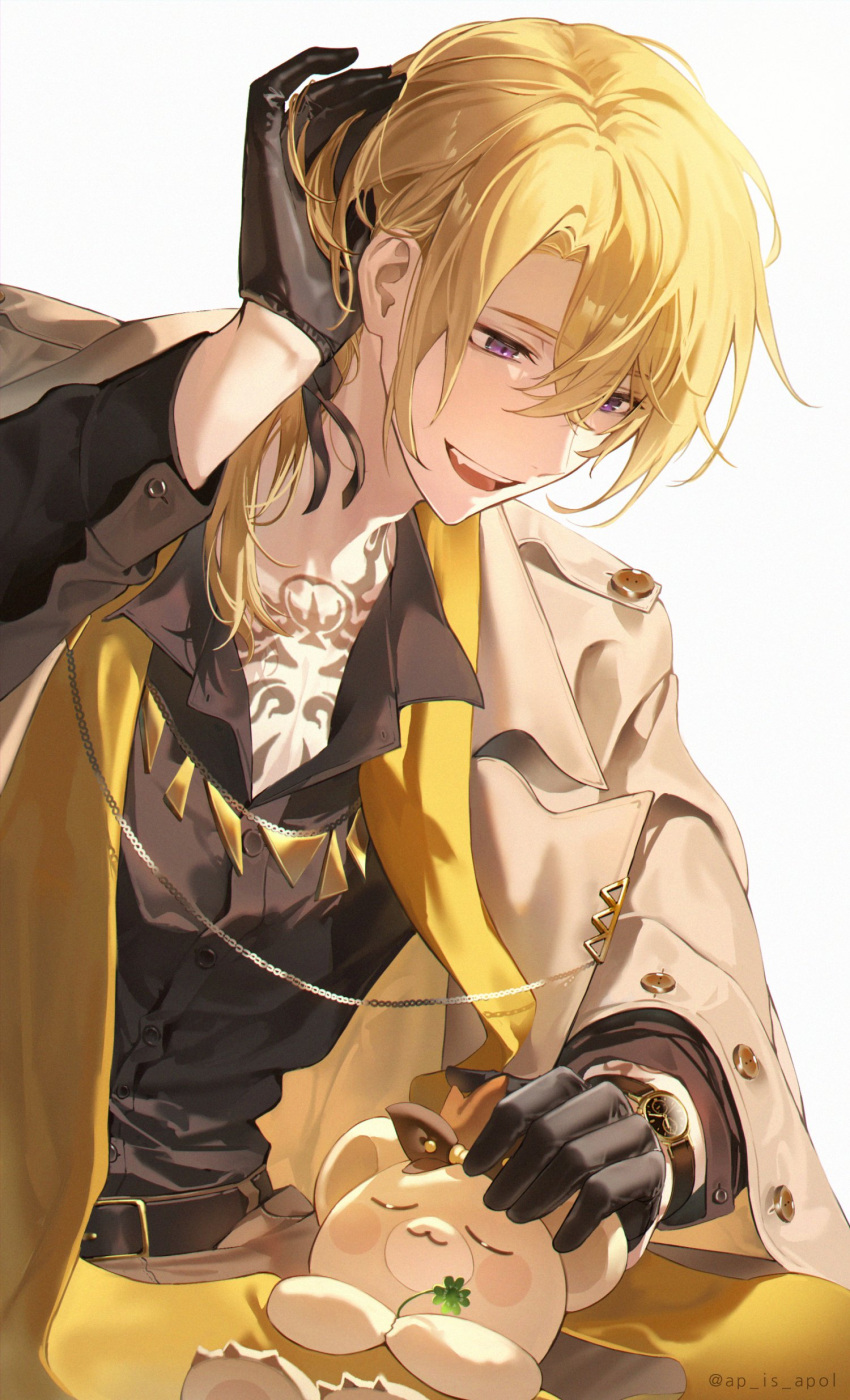 1boy, absurdres, apol_(ap_is_apol), artist_name, augustus_(luca_kaneshiro), belt, black_belt, black_gloves