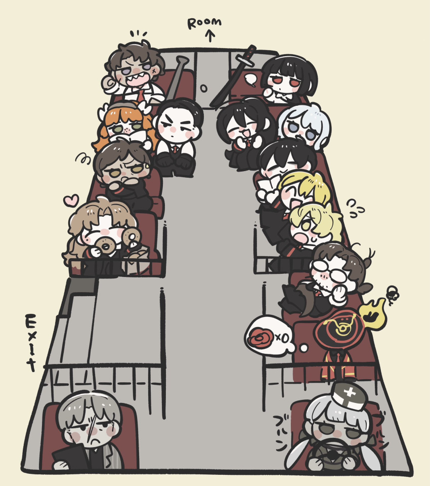 1other, 6+boys, 6+girls, :d, angry, animal_on_head, annoyed, baseball_bat