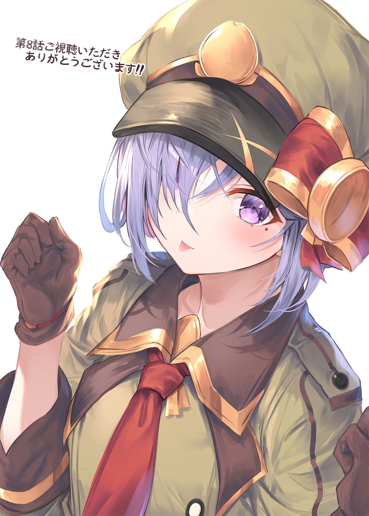 1girl, blue_hair, buttons, fal_maro, gloves, hat, highres, looking_at_viewer