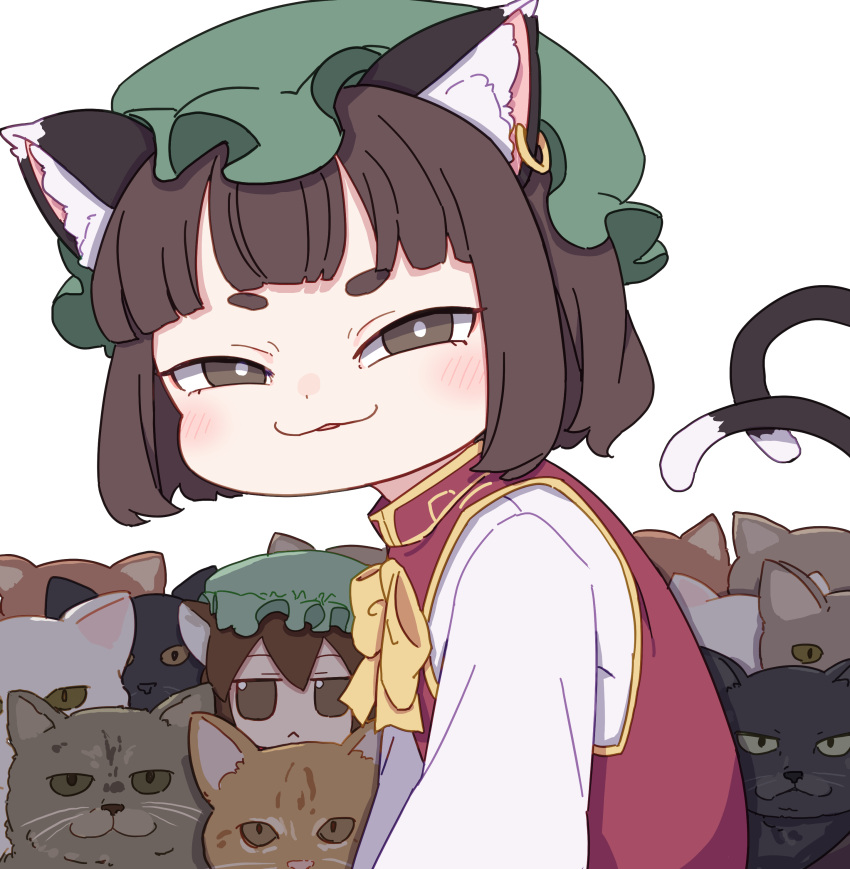 1girl, :3, absurdres, animal_ears, black_cat, blush, bow, bowtie