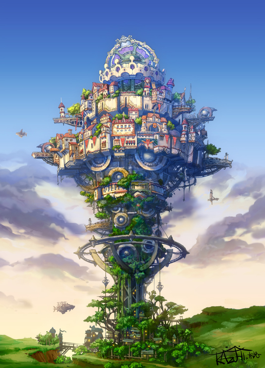 fantasy, highres, kazuhi, no_humans, original, scenery, sky