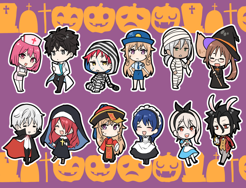 5boys, 6+girls, absurdres, alice_(alice_in_wonderland), alice_(alice_in_wonderland)_(cosplay), alice_in_wonderland, alternate_costume, apron