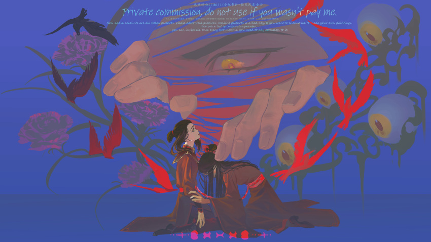 2girls, abstract_background, absurdres, avatar:_the_last_airbender, avatar_legends, azula, black_hair, blue_background