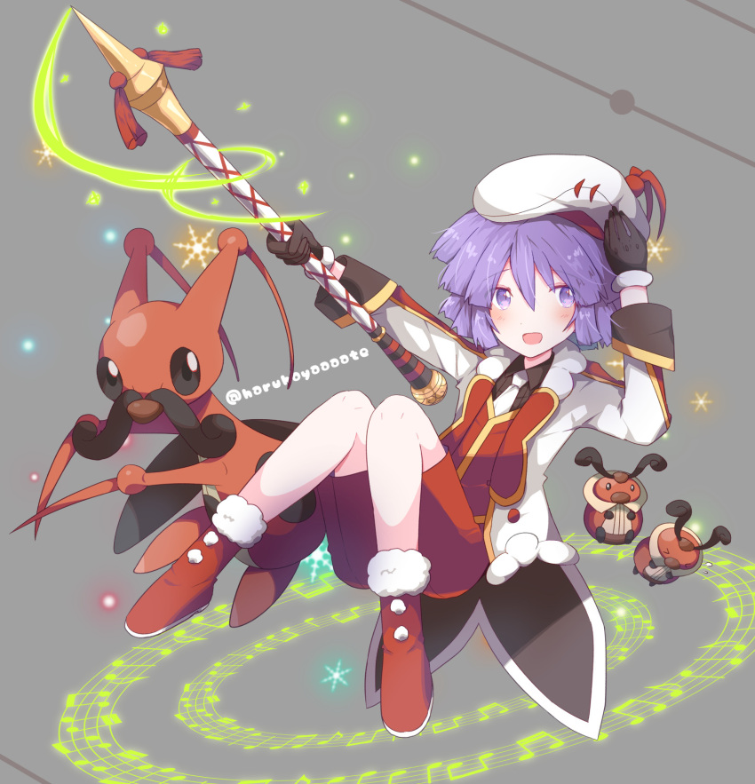 1boy, androgynous, antennae, black_gloves, boots, bugsy_(holiday_2024)_(pokemon), bugsy_(pokemon), full_body