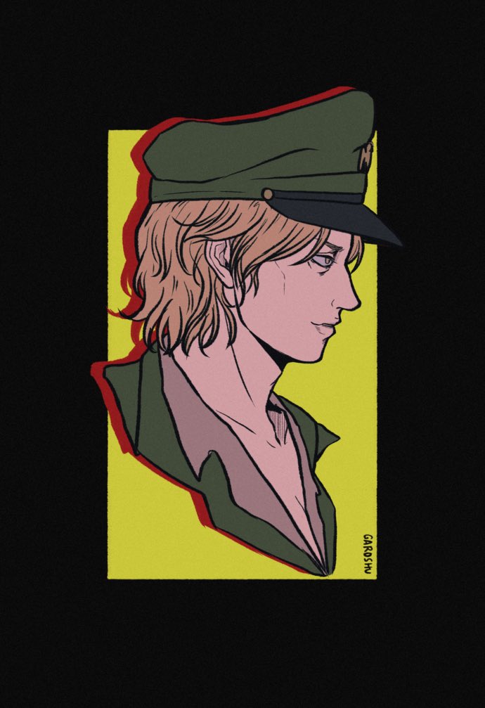 1boy, artist_name, black_border, blonde_hair, border, closed_mouth, commentary, cropped_shoulders
