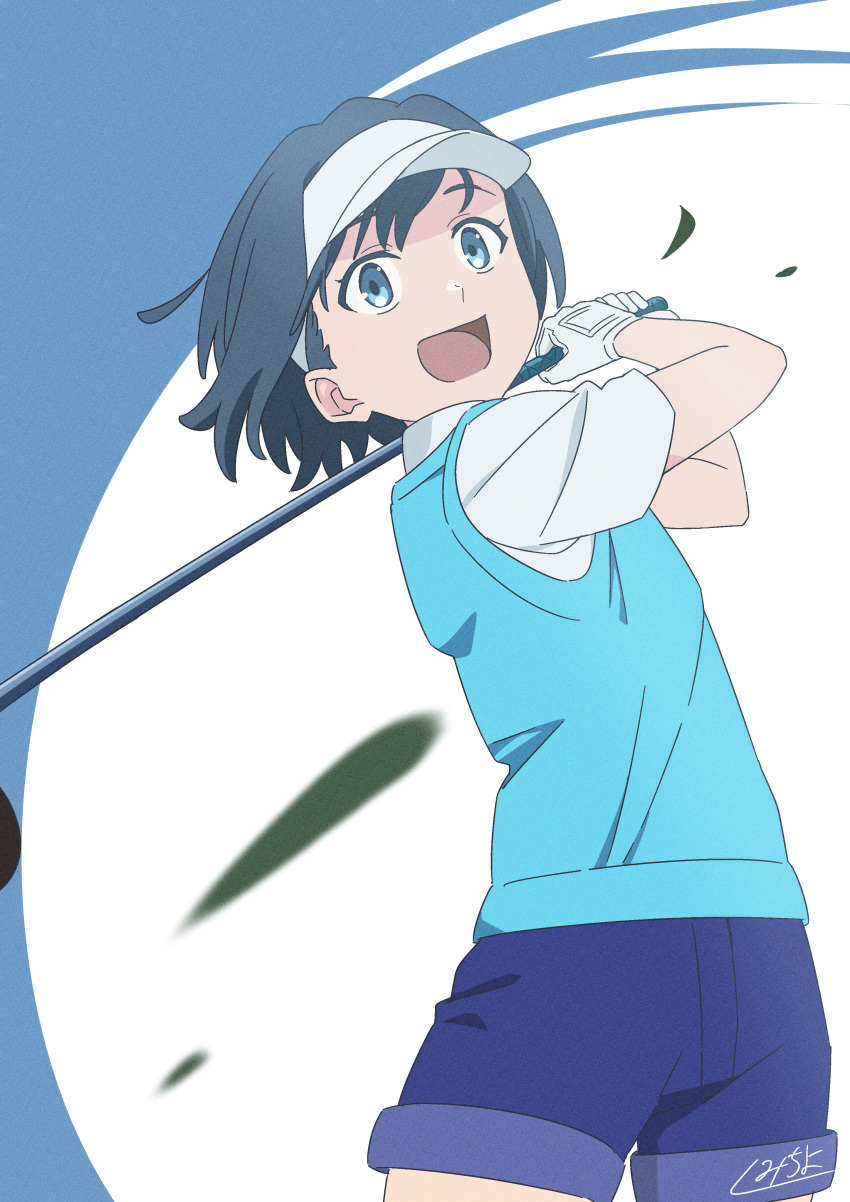 1girl, absurdres, aoba_minami, commentary_request, golf_club, highres, holding, holding_golf_club