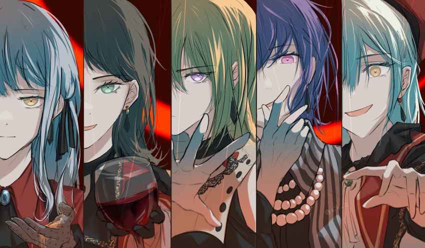 5girls, absurdres, amoris_(bang_dream!), ascot, ave_mujica_(bang_dream!), bang_dream!, bang_dream!_it's_mygo!!!!!, bead_necklace