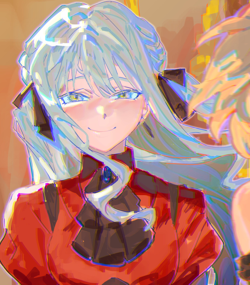 2girls, absurdres, ascot, bang_dream!, bang_dream!_it's_mygo!!!!!, black_ascot, black_ribbon, blonde_hair