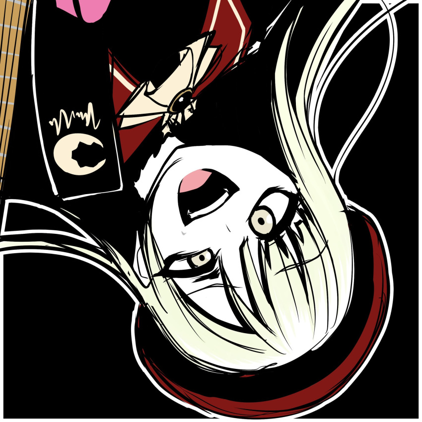 1girl, ascot, bang_dream!, bang_dream!_it's_mygo!!!!!, beret, black_background, border, commentary_request