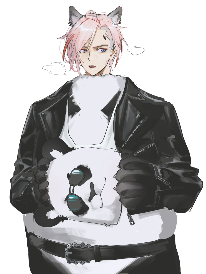 1boy, animal_ears, arknights, arknights:_endfield, belt, black_belt, black_fur, black_jacket