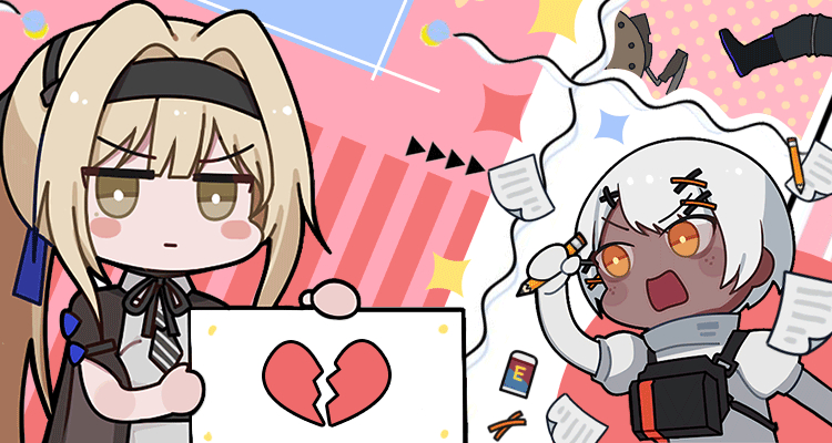 2girls, bianca_(pgr), black_hairband, black_jacket, black_ribbon, blonde_hair, bright_pupils, chibi