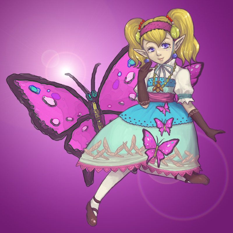 blonde_hair, butterfly, esuya, nintendo, pantyhose, simple_background, the_legend_of_zelda, twilight_princess