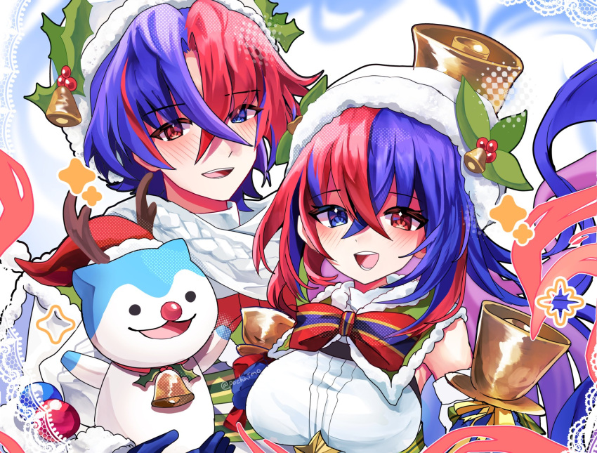 1boy, 1girl, alear_(female)_(fire_emblem), alear_(female)_(gifted_dragons)_(fire_emblem), alear_(fire_emblem), alear_(male)_(fire_emblem), alear_(male)_(gifted_dragons)_(fire_emblem), antlers