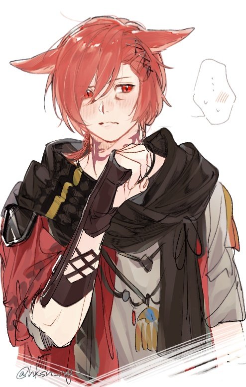 ..., 1boy, animal_ears, archon_mark, averting_eyes, black_scarf, bracer, cat_boy