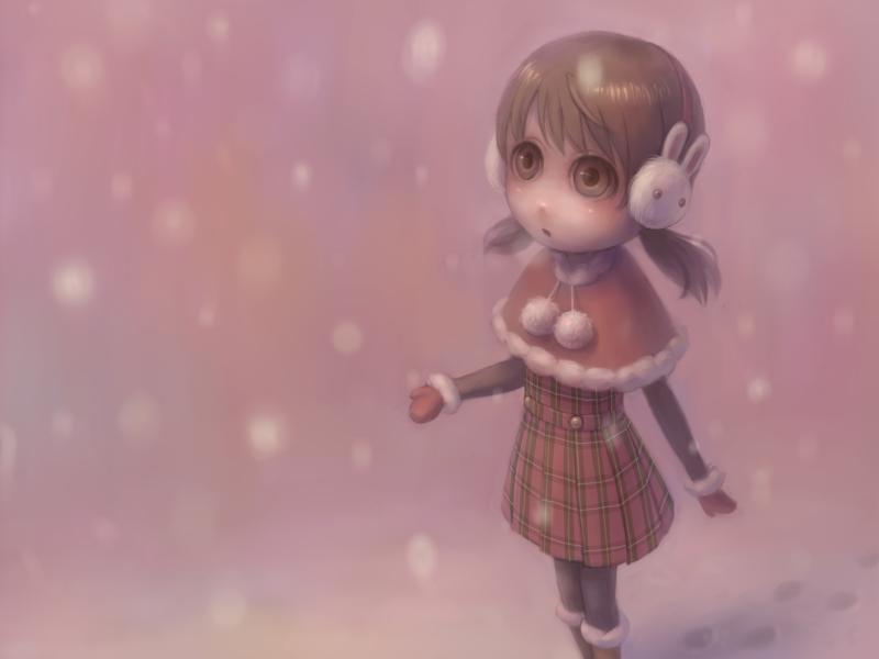 bad_id, brown_eyes, brown_hair, child, daiyou-uonome, dyuonm, earmuffs, face