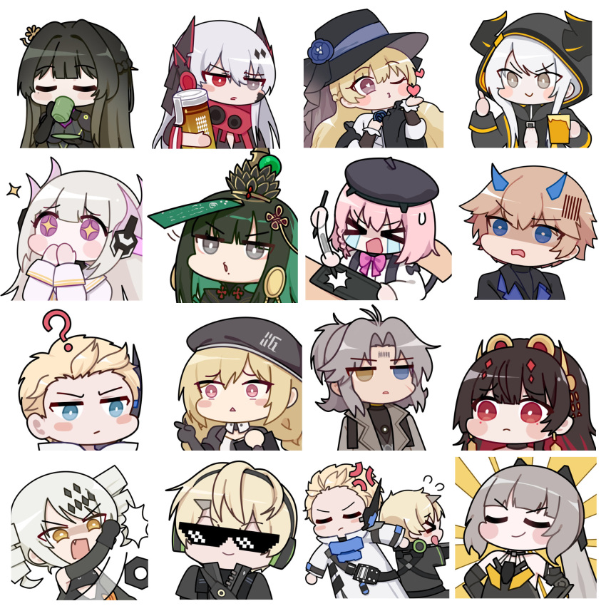 >_<, +_+, 1boy, 6+girls, alpha_(pgr), alternate_costume, anger_vein, ayla:_brilliance_(pgr)