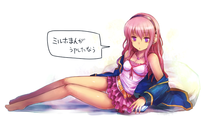 1girl, camisole, color_(artist), frills, gathers, headphones, kara_(color), long_hair