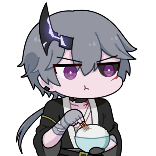 1boy, black_horns, black_sclera, bowl, bright_pupils, camu:_crocotta_(yaksha_undertow)_(pgr), camu_(pgr), chibi, chibi_only, chinese_commentary, chopsticks, collarbone, colored_sclera, commentary_request, eating, euyueuy, grey_hair, holding, holding_bowl, holding_chopsticks, horns, japanese_clothes, long_hair, looking_ahead, male_focus, mismatched_sclera, official_alternate_costume, official_art, punishing:_gray_raven, rice_bowl, simple_background, single_horn, solo, upper_body, v-shaped_eyebrows, violet_eyes, white_background, white_pupils
