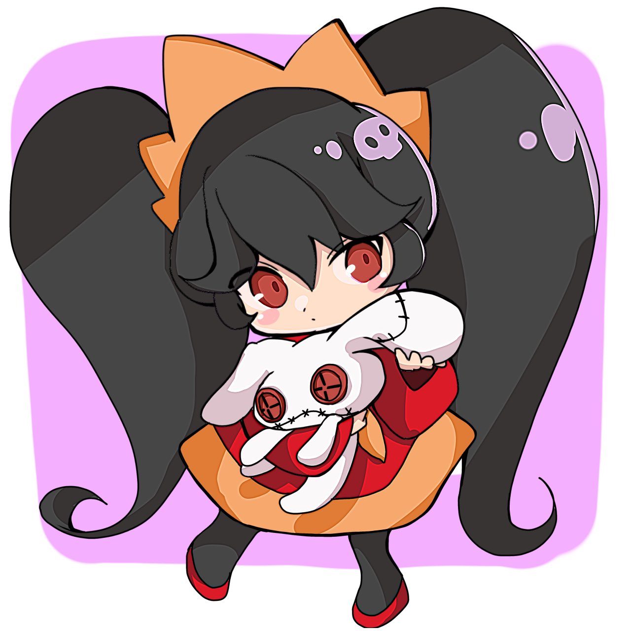 1girl, ashley_(warioware), black_hair, black_pantyhose, cherubi_nbo, closed_mouth, dress, full_body