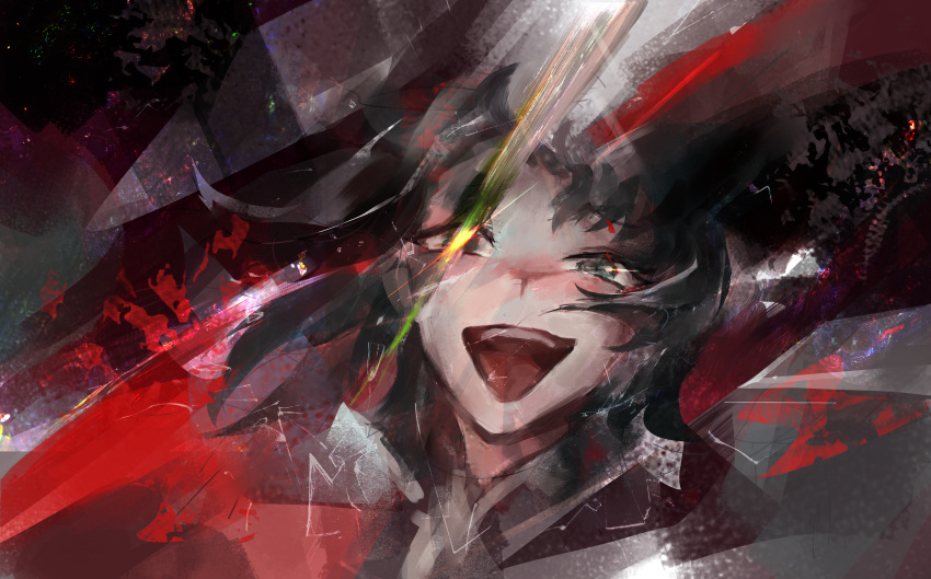 1girl, absurdres, bang_dream!, bang_dream!_it's_mygo!!!!!, black_hair, chinese_commentary, commentary_request, glint