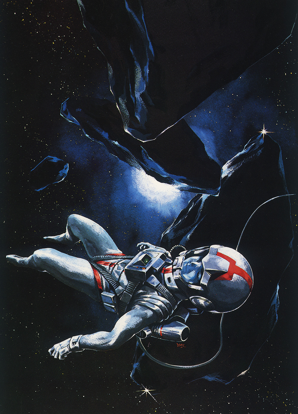 1970s_(style), 1980s_(style), 1boy, amuro_ray, asteroid, astronaut, belt, boots