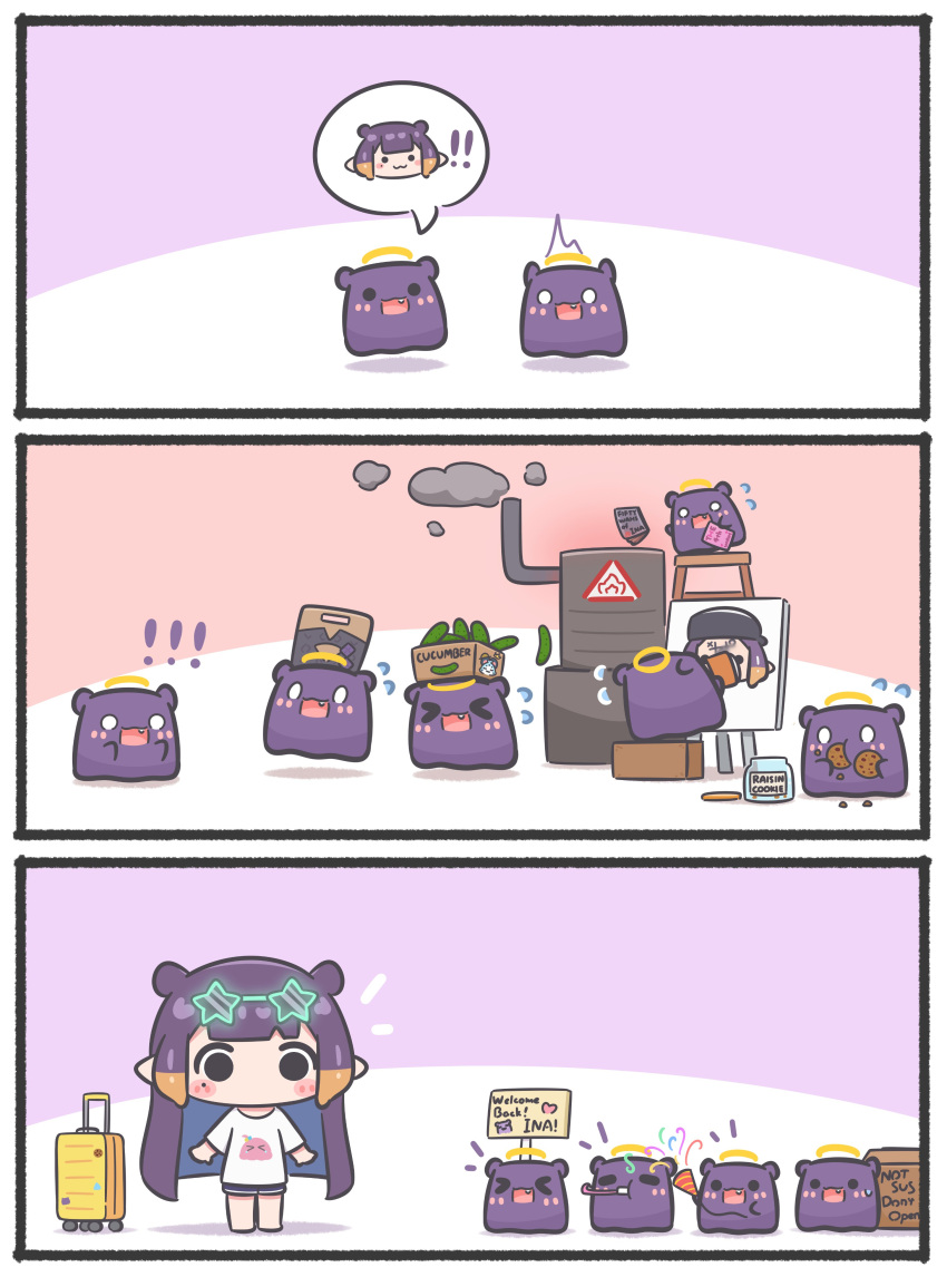 >_<, 1girl, 3girls, :3, :d, =_=, absurdres, beret