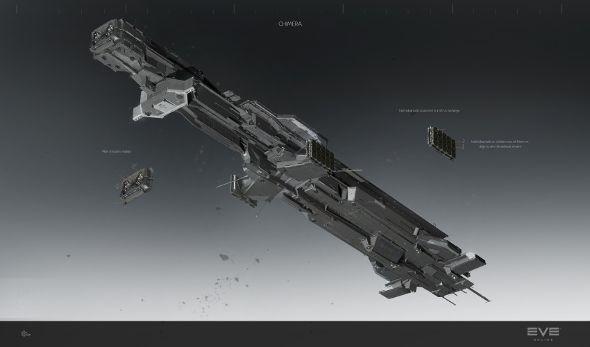 3d, absurdres, caldari_state_(eve_online), capital_ship_(eve_online), carrier, carrier_(eve_online), chimera_(eve_online), combat_ship_(eve_online)