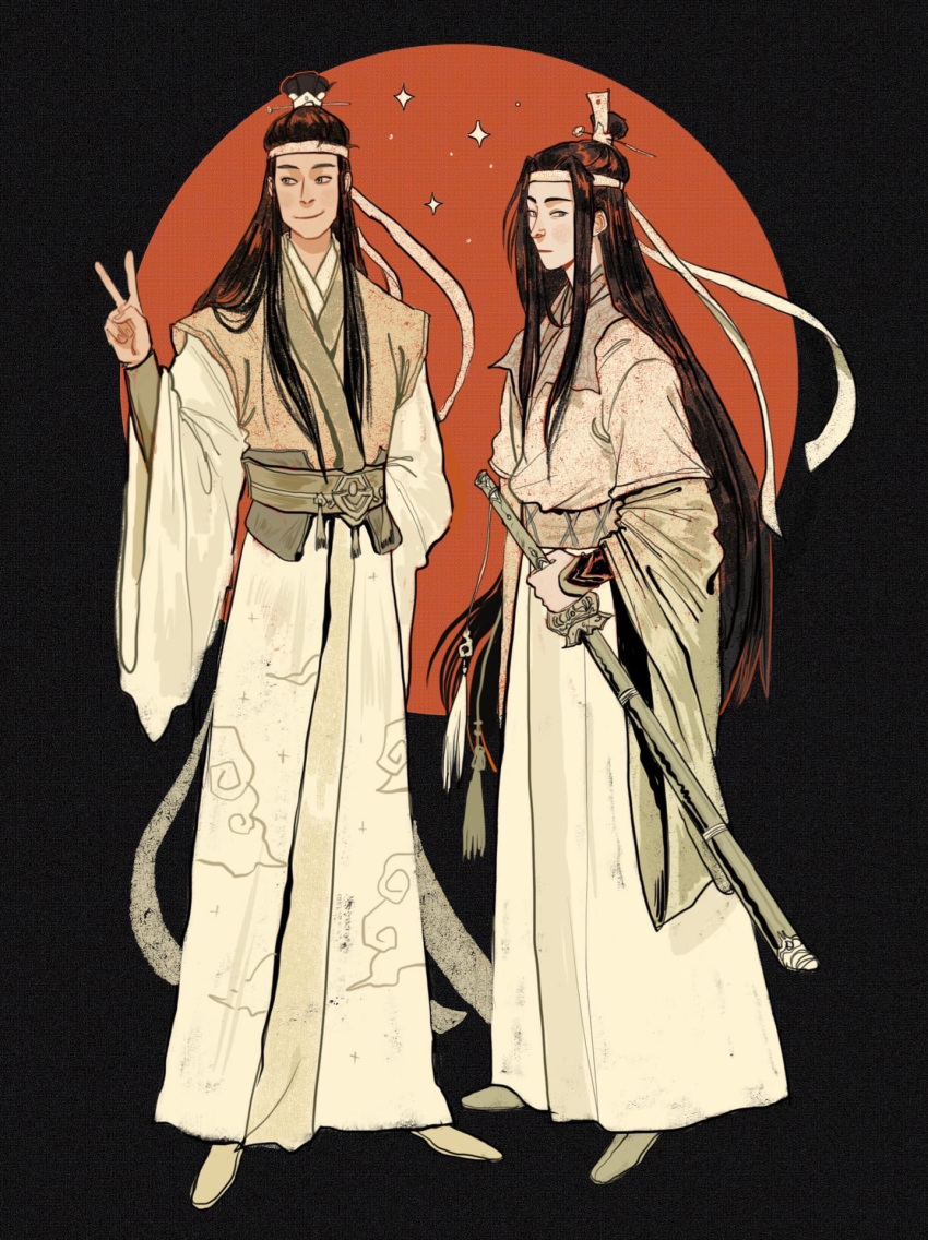 2boys, belt, black_background, black_hair, brothers, chinese_clothes, closed_eyes, frown