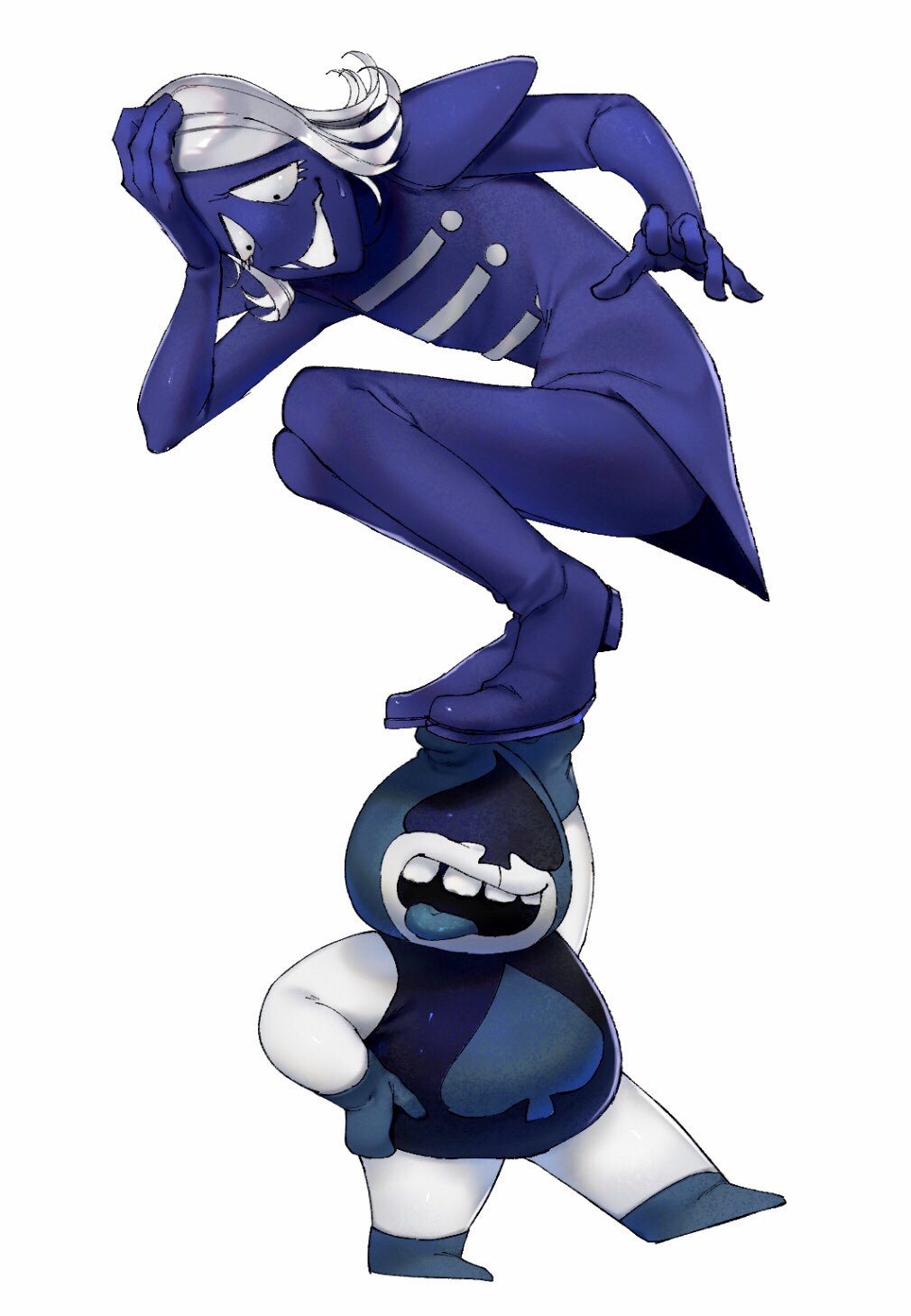 2019, 2boys, 2d, blue_pants, blue_skin, deltarune, digital_media, duo