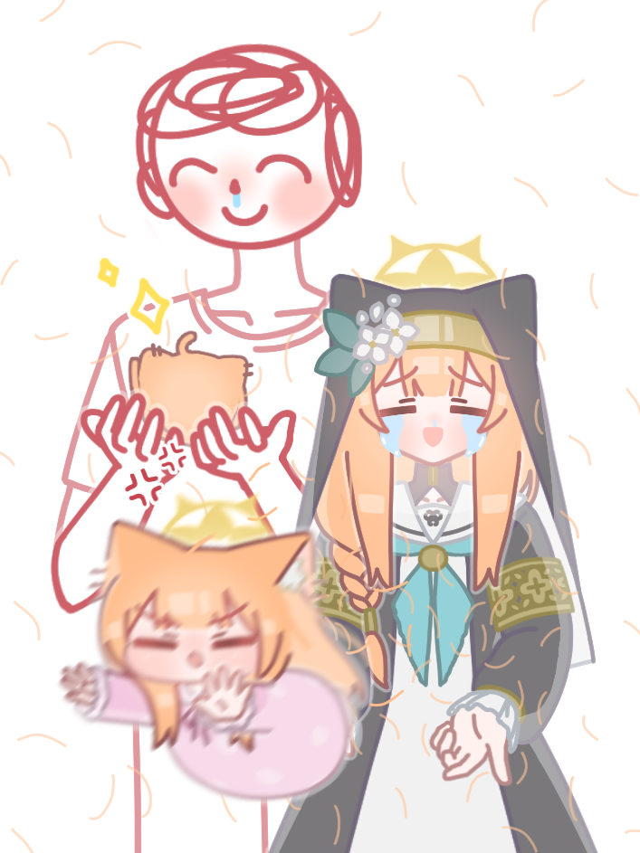 1boy, 2girls, allergy, anger_vein, animal_ear_fluff, animal_ears, blue_archive, braid