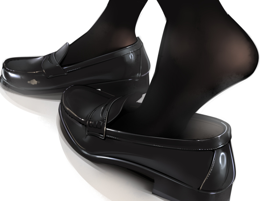 1girl, ama_mitsuki, black_footwear, black_pantyhose, feet, feet_only, foot_focus, loafers