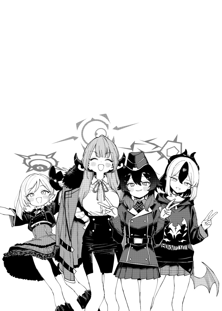 4girls, :d, ^_^, absurdres, aru_(blue_archive), blue_archive, blush, buttons