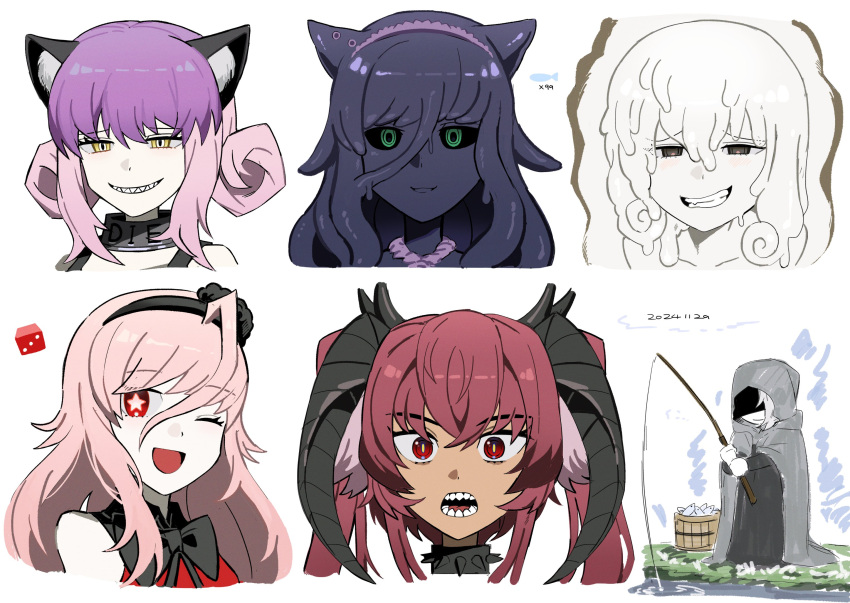 5girls, animal_ears, asdf1211950, bandersnatch_(black_souls), black_hairband, black_souls_2, cat_ears, character_request