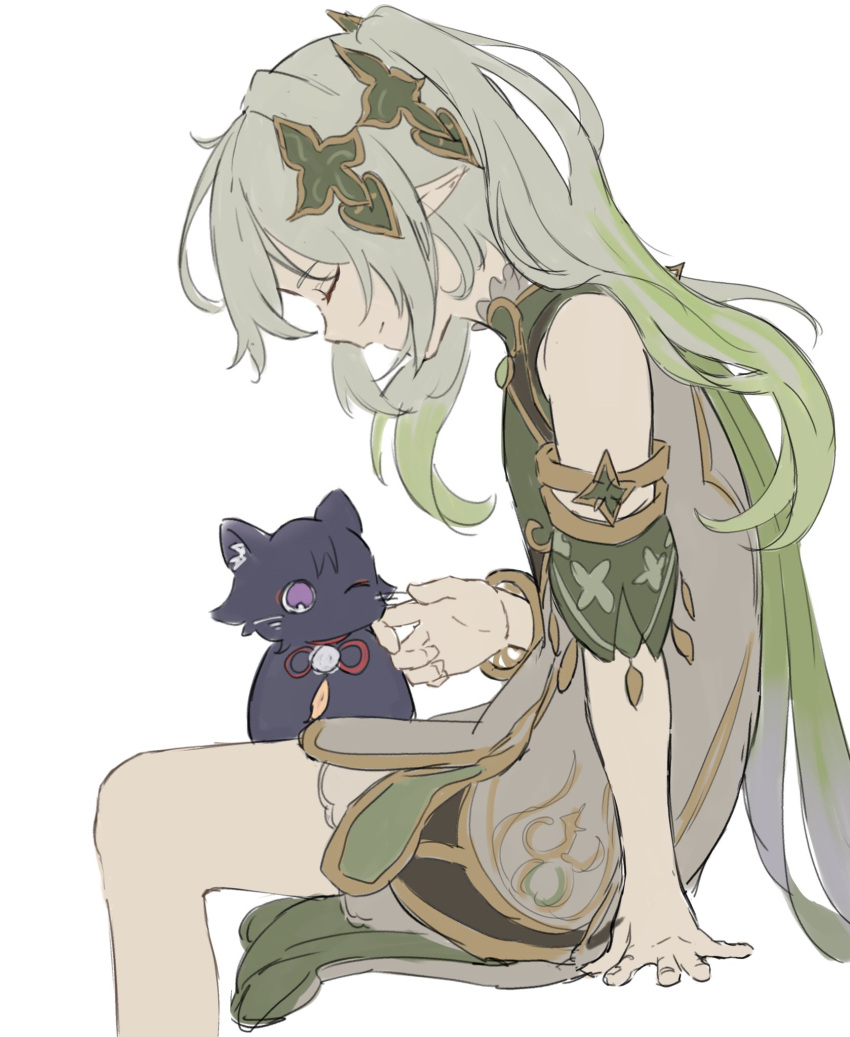 1girl, animalization, arm_at_side, arm_support, armlet, black_cat, bloomers, cape