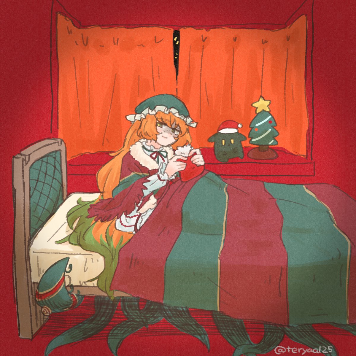 1girl, closed_mouth, dress, e.g.o_(project_moon), gnome_(project_moon), gradient_hair, green_hat, green_ribbon