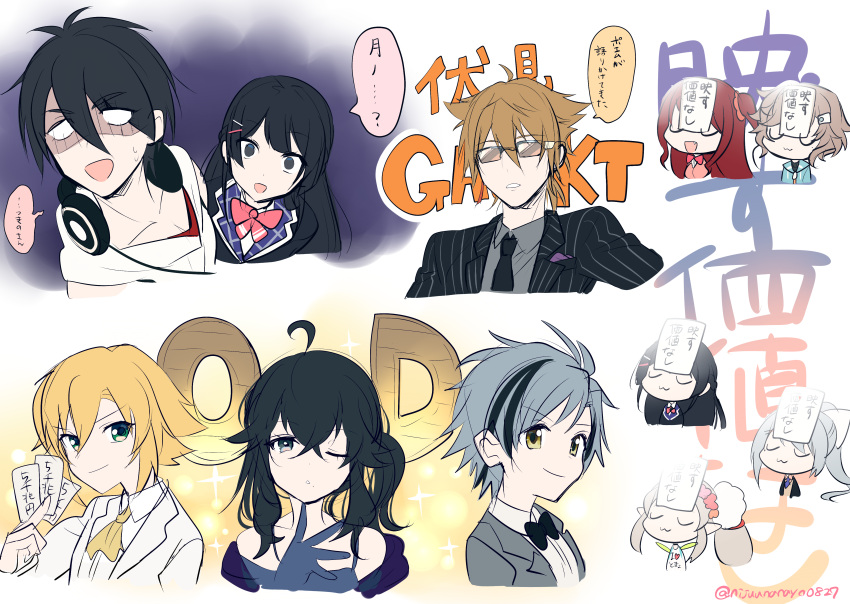 5boys, 5girls, :3, :d, ;o, absurdres, ahoge, akabane_youko