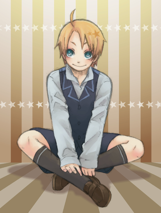 1boy, aged_down, america_(hetalia), axis_powers_hetalia, blonde_hair, blue_eyes, child, commentary_request