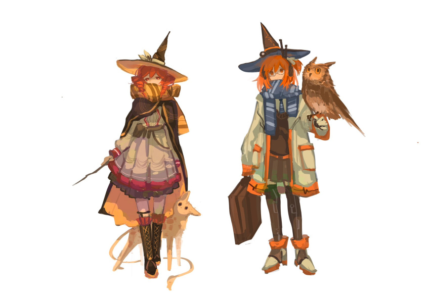 2girls, a.i._voice, adachi_rei, belt, bird, black_hair, black_shirt, black_skirt