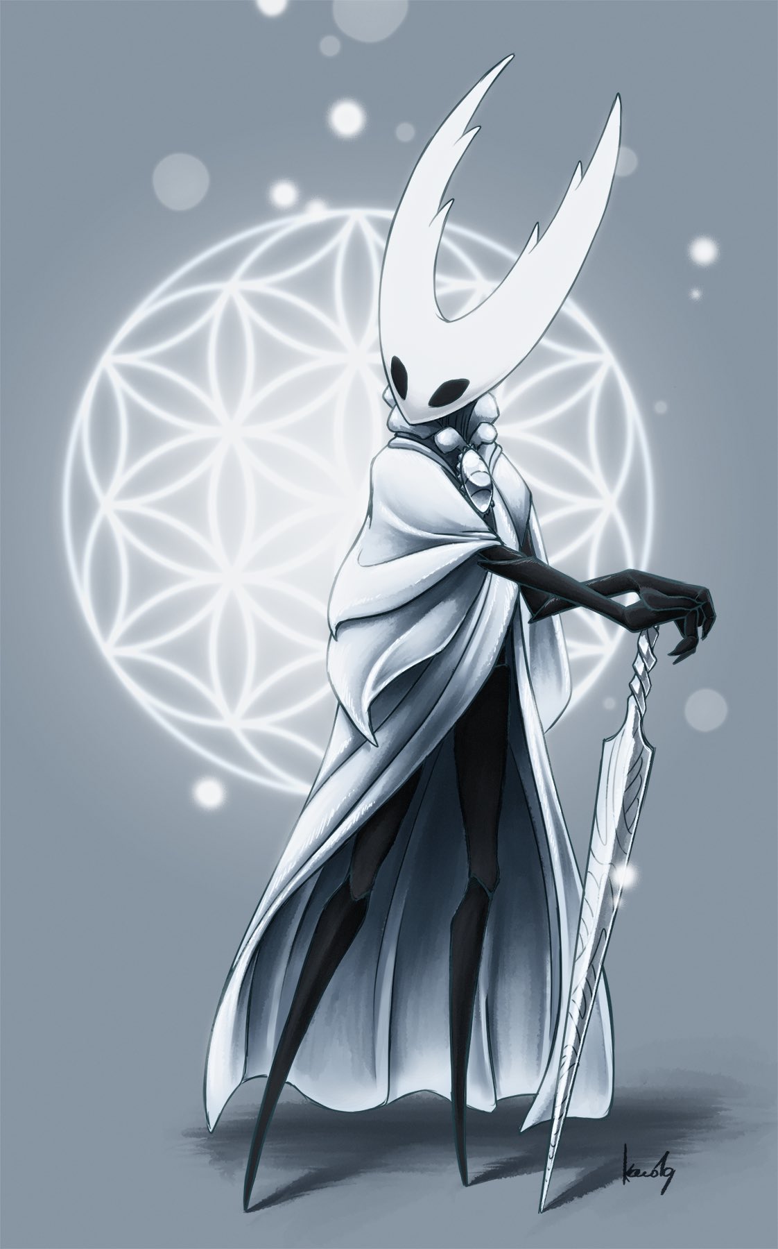 black_skin, blank_eyes, cape, cloak, colored_skin, full_body, grey_cloak, highres