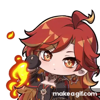animated, animated_gif, fire, genshin_impact, lowres, mavuika_(genshin_impact), non-web_source, red_eyes