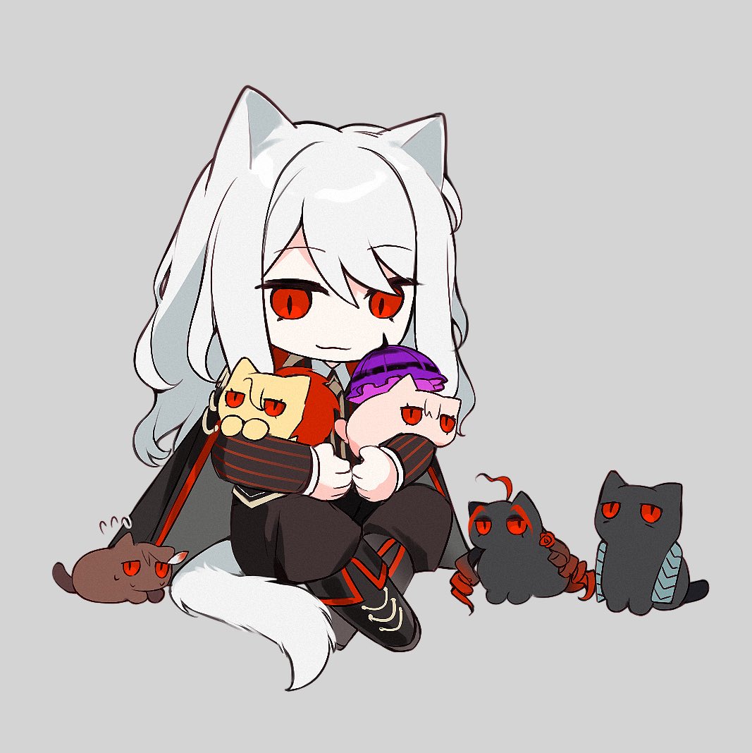 1boy, ahoge, animal_ears, animalization, barber_(project_moon), black_footwear, black_jacket, black_pants