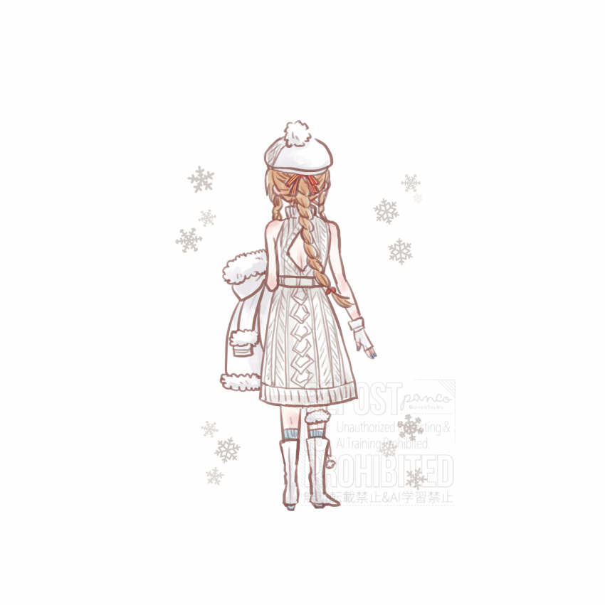 1girl, aerith_gainsborough, aerith_gainsborough_(fairy_of_snowfall), ancotsubu, aqua_nails, aqua_socks, artist_name, back_cutout