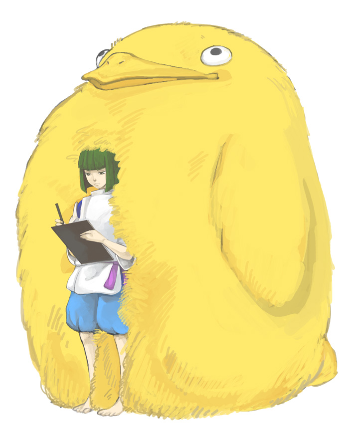 bird, ghibli, green_hair, haku, haku_(spirited_away), noja, sen_to_chihiro_no_kamikakushi, serious