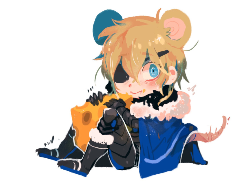 1boy, ^^^, animal_ears, armor, armored_legwear, bii_(chigonez), black_armor, black_footwear